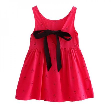 

Cute Summer Children Kids Girls Vest Dress Kids Sleeveless Printing Pattern Cotton Sundress Girls Dress
