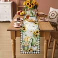 thumbnail image 2 of Sunflower Gnomes Table Runner - 72 Inch Long Spring Farmhouse Vintage Daisy Leaf Plaid Cotton and Linen Blended Dress Scarves Farmhouse Table Runner for Kitchen Dining, Coffee Table, 13" x 72", 2 of 8