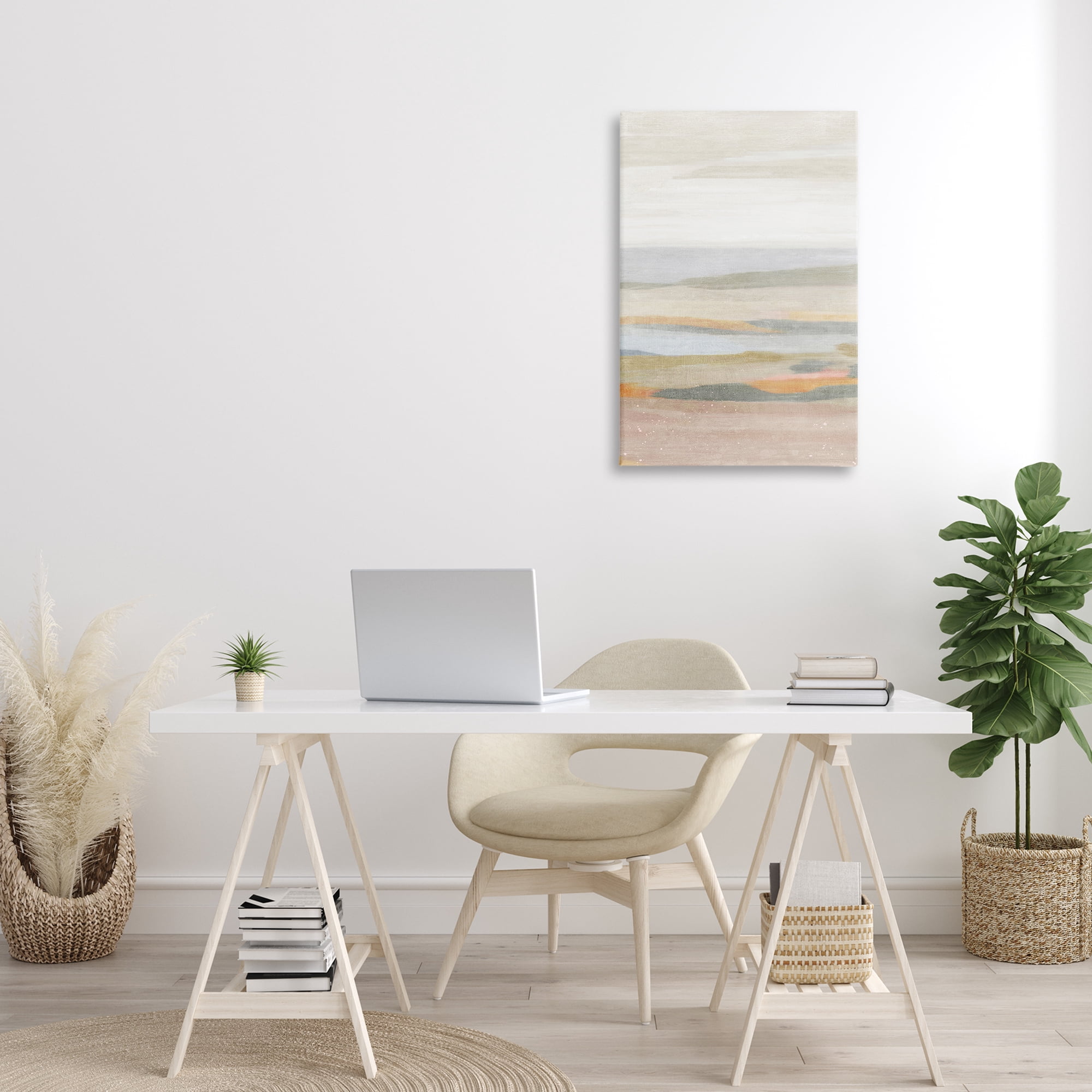Stupell Industries Calming Neutral Beach Coastal Painting Gallery Wrapped Canvas Art Print Wall Art, 20 x 30
