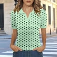 thumbnail image 2 of Posijego Womens Summer Tops Polka Dot Print Short Sleeve T-Shirts Collared Golf Tennis Shirts Casual Dressy Blouses for Ladies, 2 of 5