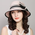 thumbnail image 4 of CYSFASHION Fedora Hats for Women Retro Classic Soft Panama Short Brim Elegant Bucket Hat Pink, 4 of 8