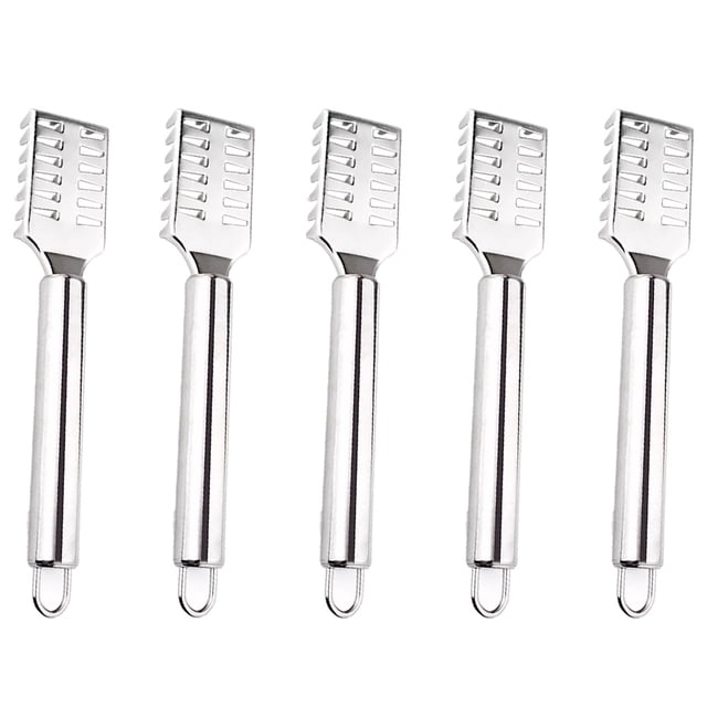 MasteelfCA 5pcs Stainless Steel Fish Scale Scrapers Kitchen Gadget for Home Use (Silver)