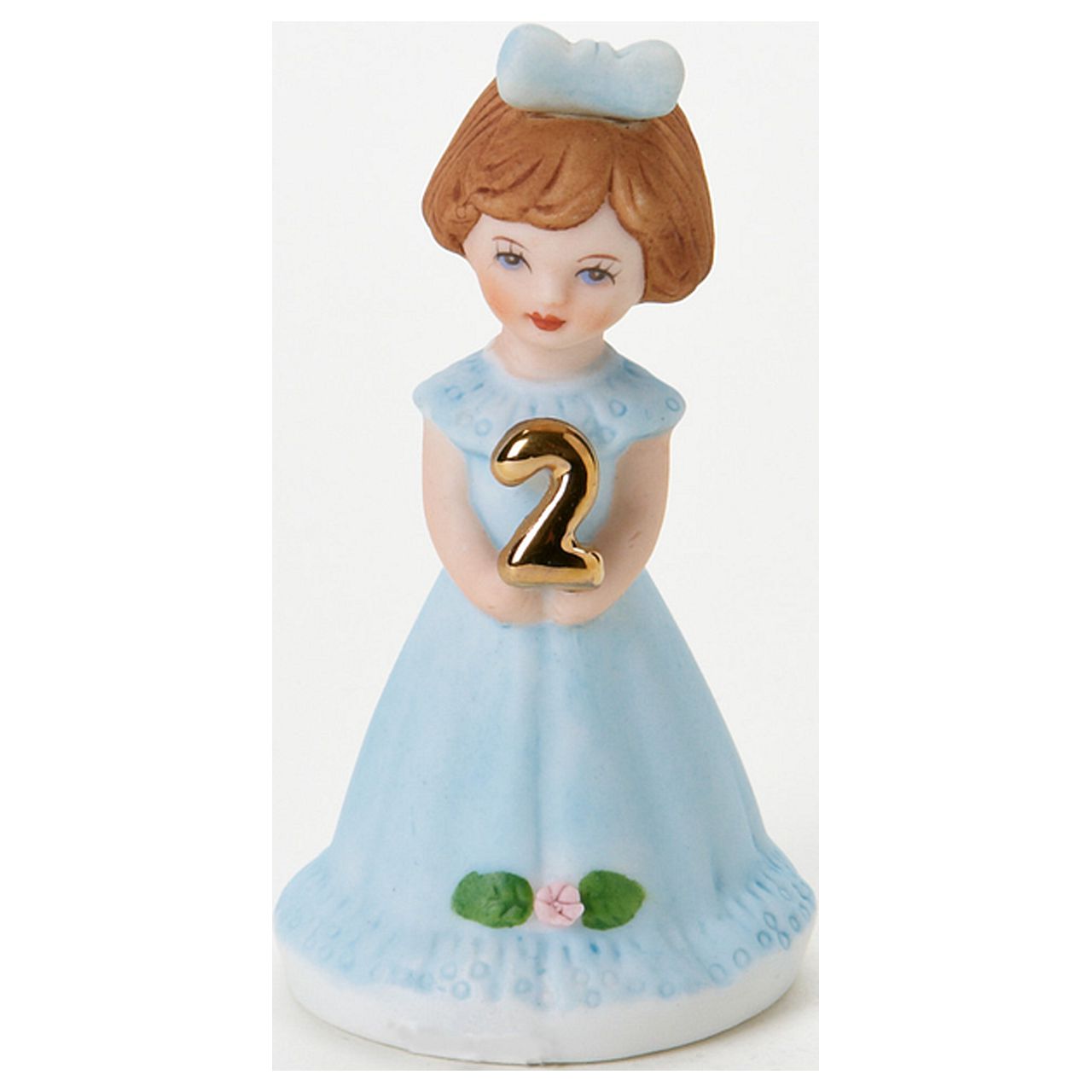 Growing Up Birthday Girls Brunette Age 2 Porcelain Bisque Figurine Q-GL648 - image 4 of 5
