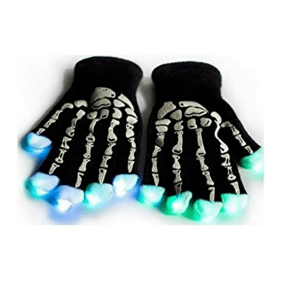 LED Light Up Skeleton Gloves for Party Rave Birthday multi color lights