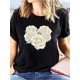 thumbnail image 1 of Camisetas de manga corta para mujer, camisetas de verano estampadas, cómodas, divertidas y casuales, para vacacionesCute White Rose Flower Girl Heart Valentine's Day Plant Mom T-Shirt, Casual Short, 1 of 6