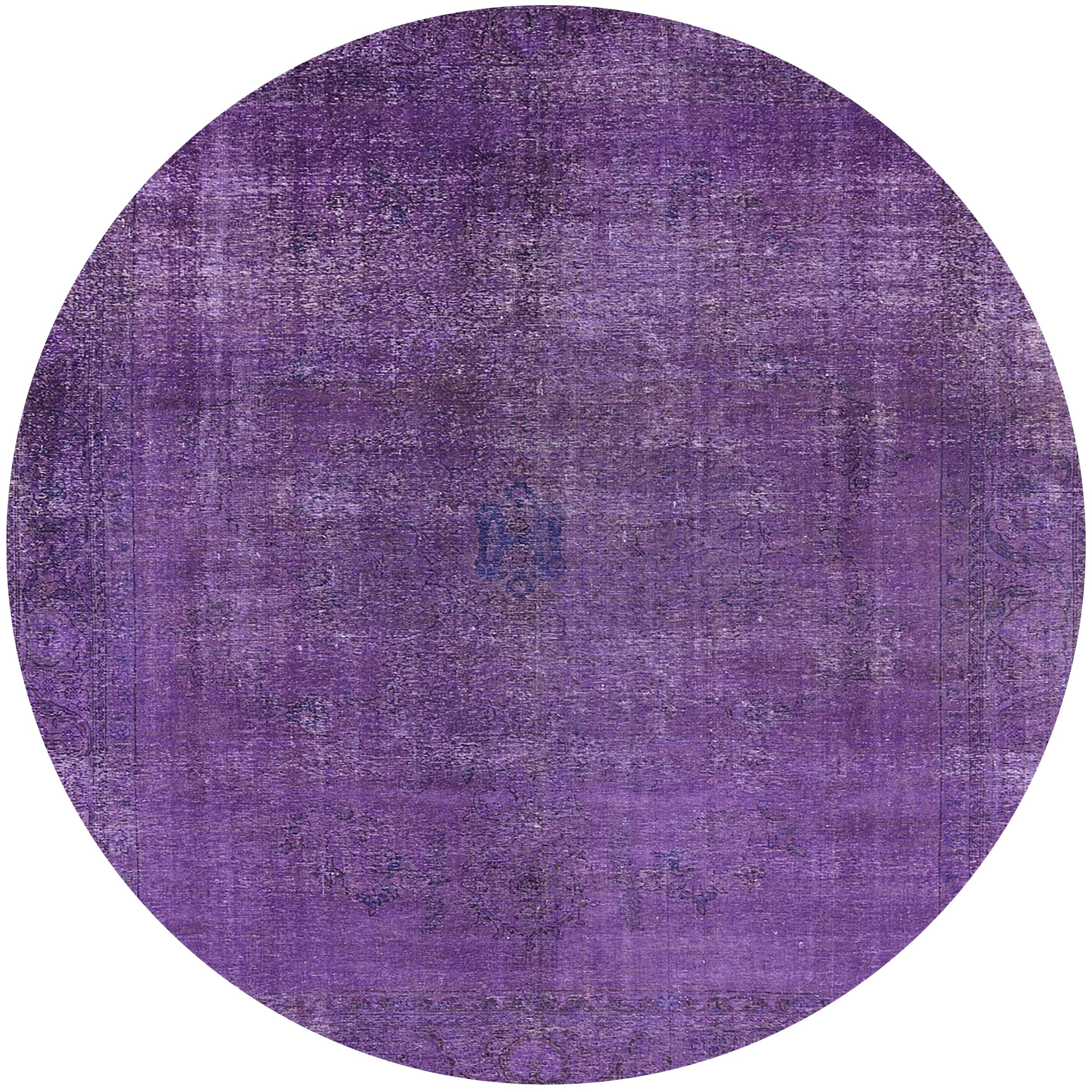 Ahgly Company Indoor Round Mid-Century Modern Bright Purple Oriental ...