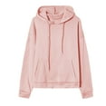 thumbnail image 4 of Chuancc Womens Fashion Solid Sweatshirt Fall Sweatshirt Fall Outfits For Women 2025 Trendy Solid Color Hoodies Fall Outfits For Women 2025 Women'S Clothing Light Pink XL, 4 of 6