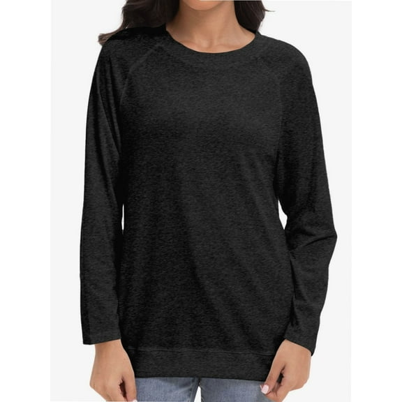 Womens Blouse Tops Loose Crew Neck Long Sleeve Casual T-Shirts