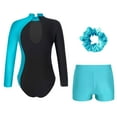 thumbnail image 1 of Aiihoo Kids Girls Sparkle Long Sleeve Tumbling Leotard Gymnastics Ballet Dance Bodysuit Jumpsuit with Hairband Set Lake Blue 10, 1 of 6