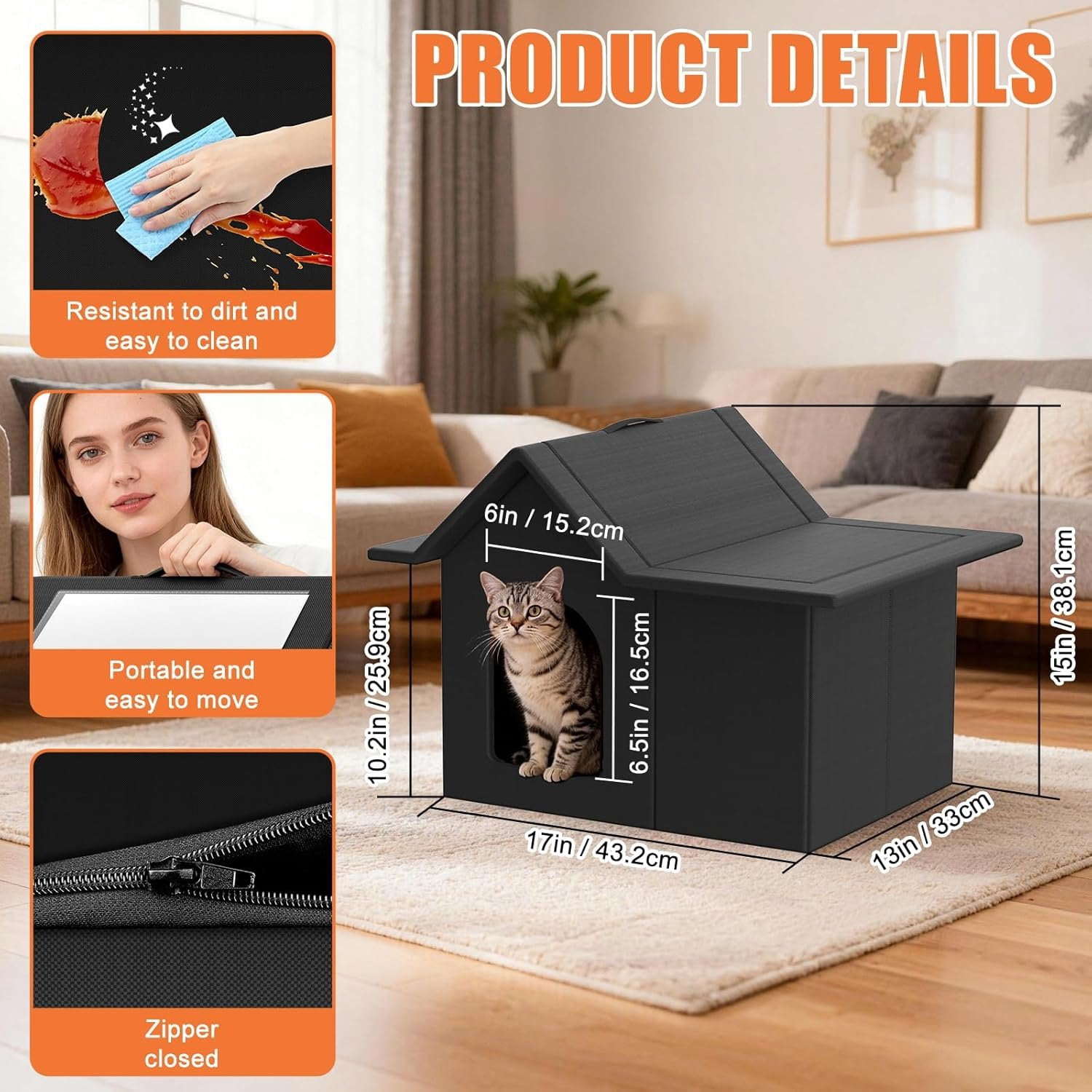 Outdoor  House, Weatherproof Pet Shelter for Cats, Durable  Bed for Outdoor Indoor, Easy Assembly