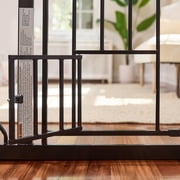 Carlson 51” Walk-Thru Pet Gate with Small Pet Door, All-Metal Frame, 30” H x 29.5”-51” W, Black