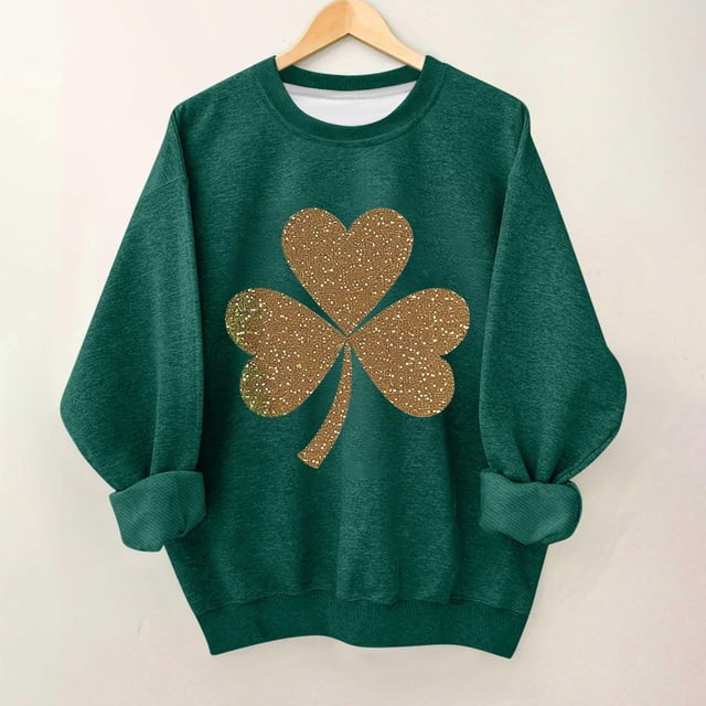 Blusas y camisas de manga larga con cuello redondo para niños Estampado del Día de San Patricio Estampados de manga larga Casual Suelto Forro polar para mayor calidez Sudadera con capucha de manga lar