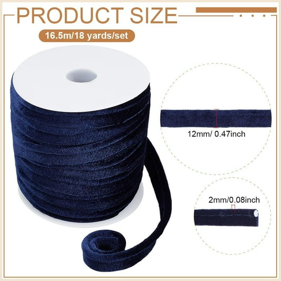 18Yards Medium Blue Velvet Piping Bias Tape 0.47inch Wide Lip Cord Trim Piping Trim with Welting Cord for Sewing Clothing Upholstery Trimming