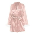 thumbnail image 1 of Womens Robe Lightweight Silk Lace Up Cardigan Bathrobe Pajamas Comfortable Ice Sexy and Fun Home Clothes, 1 of 8