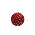 thumbnail image 4 of Flocked Christmas Ball Ornament, 6-Inch Burgundy Plastic Bauble with Gold Thread Pattern for Tree and Party Decor, 4 of 10