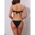 thumbnail image 3 of DARING DIVA Women's Contrast Color Ribbed Bikini Sets Small Black-White, 3 of 6