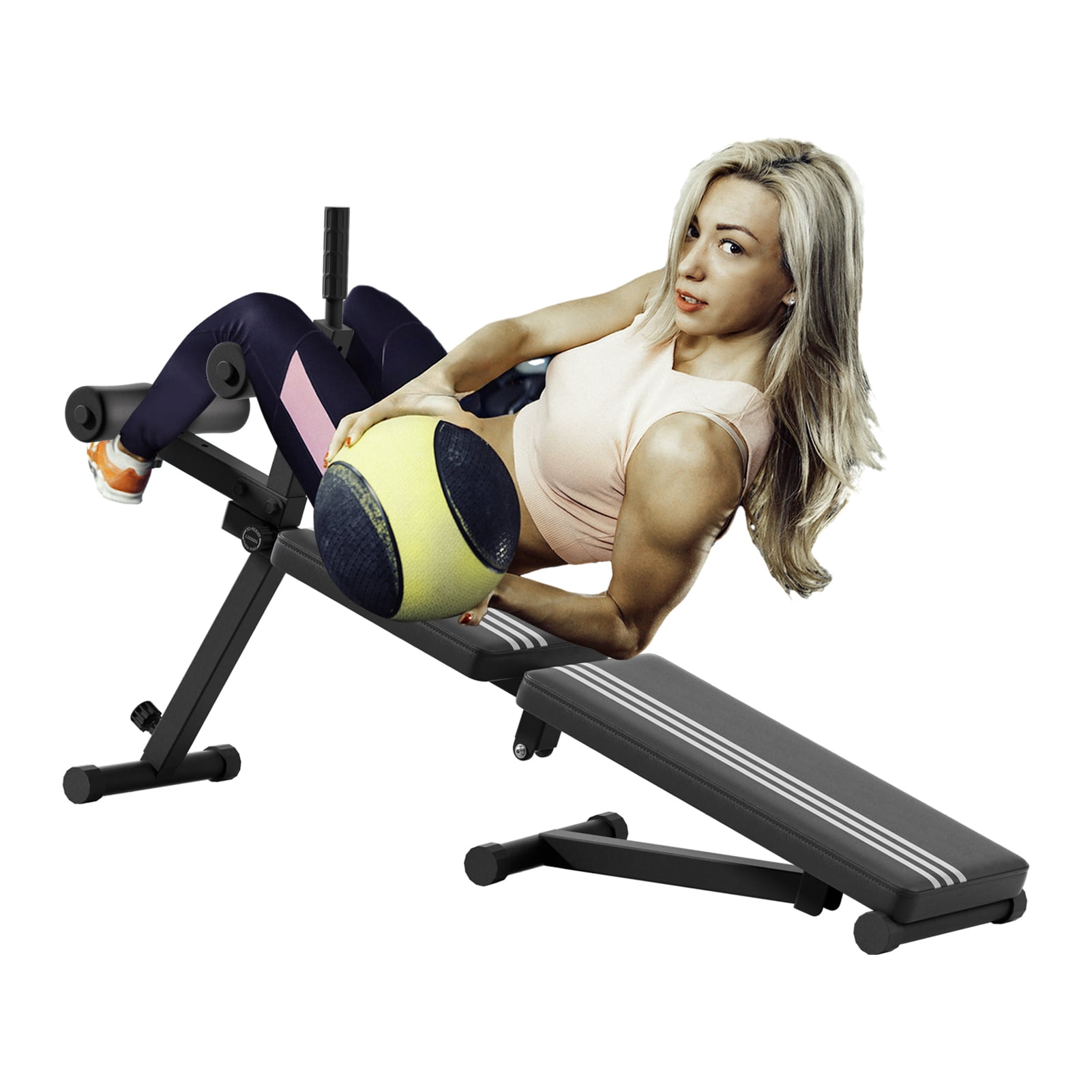 AurumEdge Sit Up Bench, Abs Workout Equipment, Foldable Hyperextension Roman Chair, Abdominal Gym Equipment, Sit Up Gym Bench Home Men Women Full Body Clearance Storage Rack
