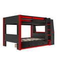 thumbnail image 6 of Mirightone Wood Full over Full Bunk Bed with Gaming Desk and LED light, Bunk Bed with Storage Drawers and Bookshelves, Full Bunk Bed for Adults Teens, Red+Black, 6 of 8