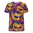 thumbnail image 5 of YueHuiYing Mardi Gras Shirts Women Casual Loose Carnival Graphic T-Shirts Outfit Gifts Holiday Round Neck Shirt Tees, 5 of 6