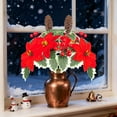 thumbnail image 1 of Ramo de flores artificiales de plástico, decoraciones navideñas, ramo de flores artificiales de piñas navideñas, ramo de flores rojas grandes con asa, agujas de pino artificiales, arreglos florales de, 1 of 6