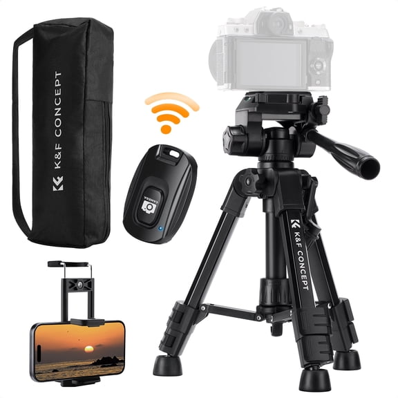 K&F CONCEPT Mini Desk Tripod for Camera, 25'' Aluminum Tabletop Cellphone Video Tripods with Remote Control, Portable Travel Tripod for DSLR Cameras Camcorder