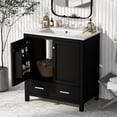 thumbnail image 5 of Harper & Bright Designs 30" Bathroom Vanity with Sink Combo, Bathroom Cabinet with Ceramic Top, Multifunctional Storage Doors and Drawer, Black, 5 of 16