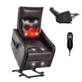 thumbnail image 2 of Domi Bonn Brown PU Single Motor Power Lift Recliner Chair with Massage and Heat for Elderly, Heavy Duty Motion Mechanism and One USB for Charging, Max Reclining Angle 155°, Brown, 2 of 7