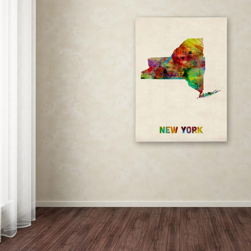 Trademark Fine Art "New York Map" Canvas Wall Art by Michael Tompsett