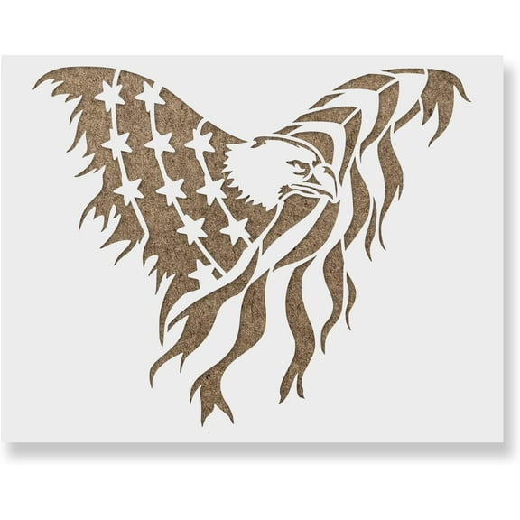 Eagle Flag Stencil - , Paint, Patriotic, Reusable, Crafts
