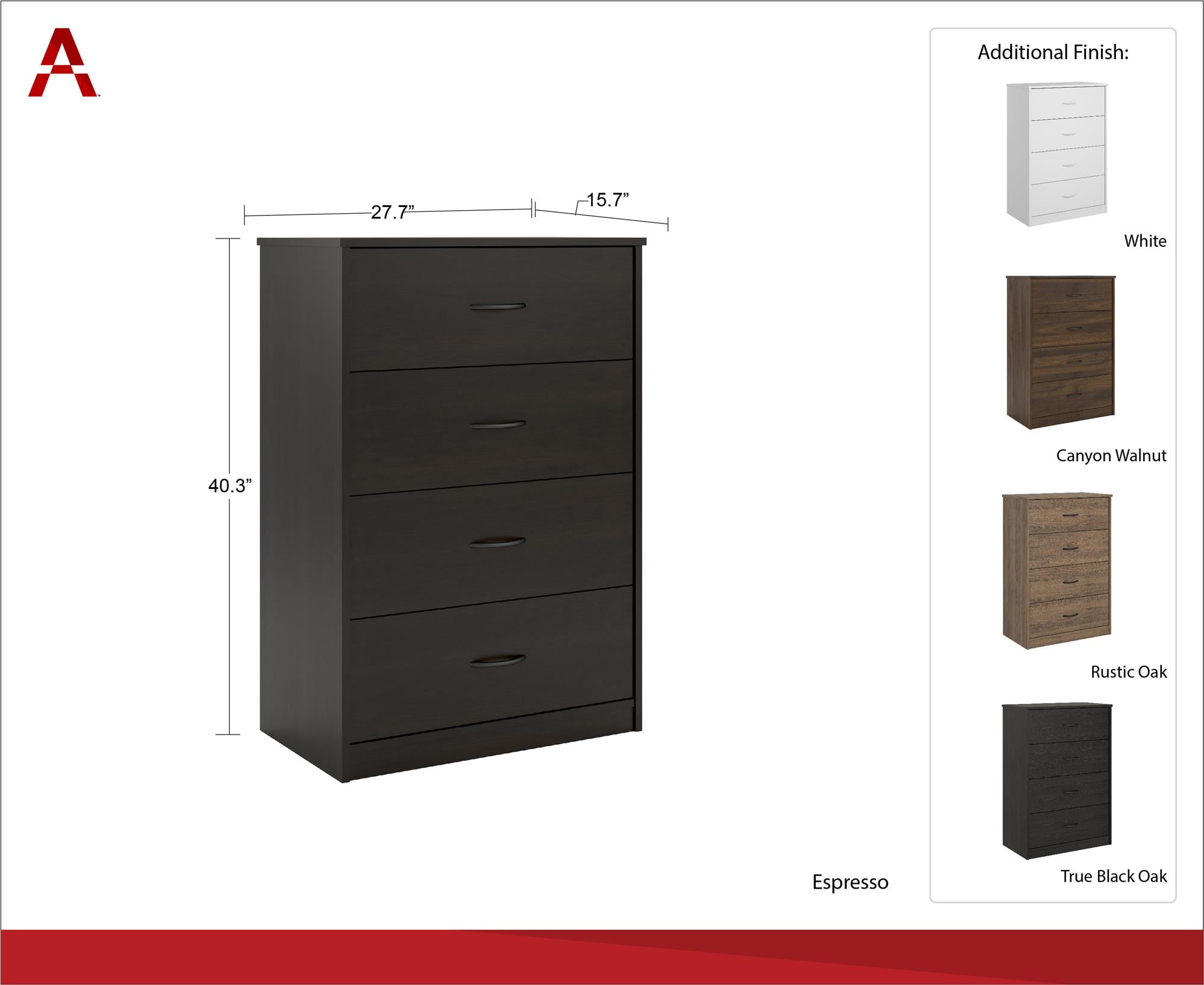 Home Garden Bedroom Storage Dresser Chest 4 Drawer Modern White