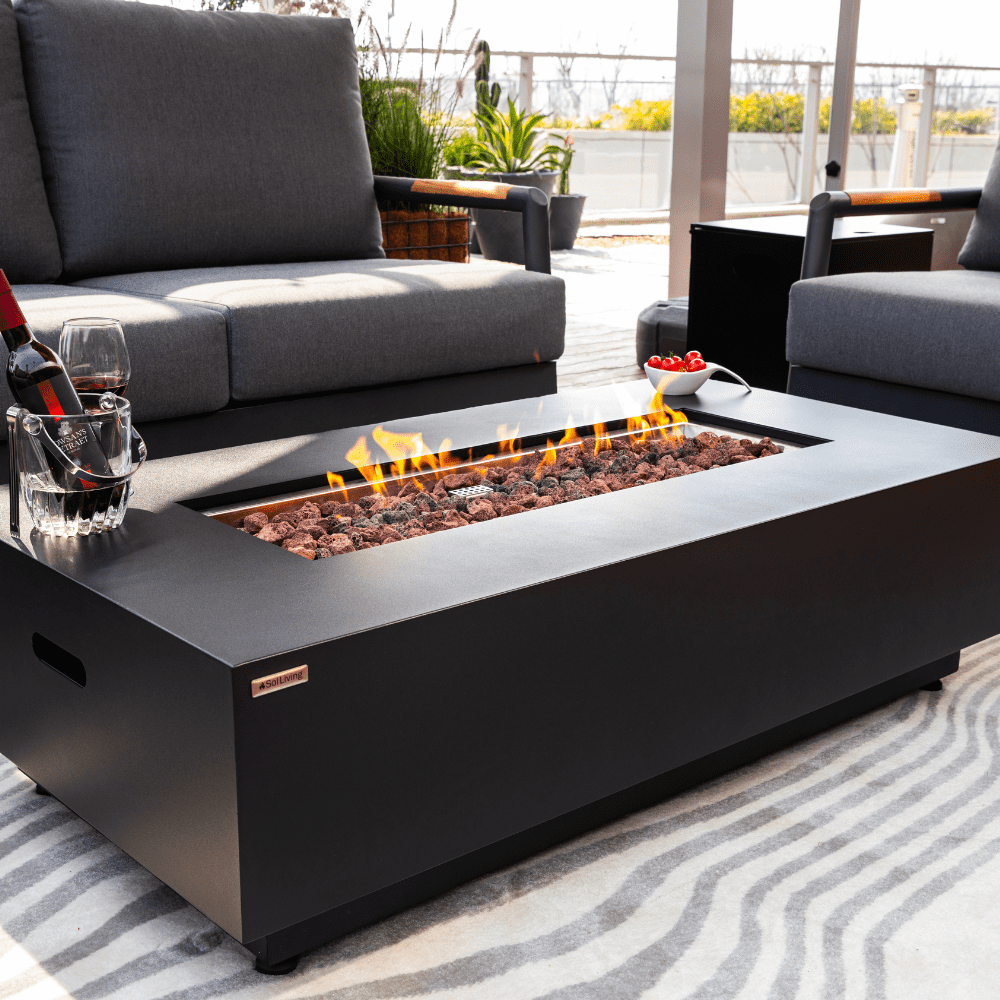 Westwood Propane Fire Pit Table 50” Outdoor Firepit 50,000 BTU Firepits for Outside with Lava Rocks and Removable Lid Metal Fire Pit Outdoor Fireplace Propane Fire Pits for Outside CSA Certified