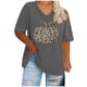 thumbnail image 2 of Puntoco Camiseta básica de verano de color liso con mangas cortas y cuello en V grande con diseño de calabaza de Acción de Gracias para mujer, 2 of 3