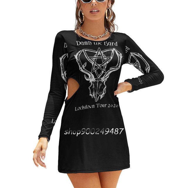 Official Lockdown Tour 2024 ( White Image On A Transparent Flare Dress Square Neck Dress Elegant Female Fashion Printed Dress