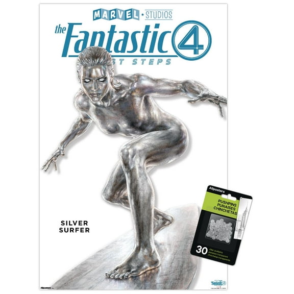 Marvel Fantastic Four: First Steps (2025) - Silver Surfer Feature Series Wall Poster with Push Pins, 14.725" x 22.375"