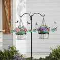thumbnail image 4 of Hand Blown Glass Hummingbird Feeder 2-in-1 Hanging Metal Planter Holder with 6 Small Blown Glass, 4 of 5