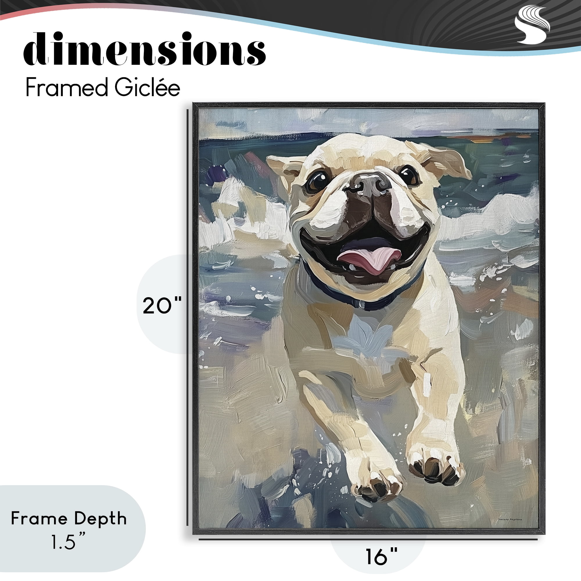 Stupell Industries Sunny Paws Dog on Beach Black Framed Giclee Art, design by Svetlana Aleynikova