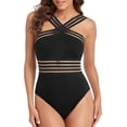 thumbnail image 2 of Women's One Piece Swimwear Front Crossover Swimsuits Hollow Bathing Suits Monokinis, 2 of 12