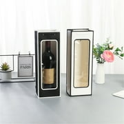 Jiaroswwei Kraft Paper Bag Decorative Oblong Shape Detachable Carry Cord Portable Pack Red Wine Contrast Color Translucent Visible Gift Bag for Champagne