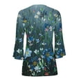 thumbnail image 5 of Ayolanni Women 3/4 Sleeve Graphic Tunic Tops Trendy 2023 Summer Casual v Neck Empire Waist t-Shirt Blouse, 5 of 5