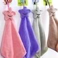 thumbnail image 3 of OULII Serviette Carrée Petite 5 Pcs en Polaire Corail Beige Serviette à Main Suspendue pour Usage Visage, 3 of 5