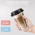 thumbnail image 4 of 2 Packs Double Walled Glass Coffee Mugs with Silicone Lids,12 OZ /350ML Insulated Drinking Coffee Cups, Dishwasher Safe, 4 of 8