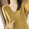 thumbnail image 4 of Jalioing Women's Knit Tops Long Sleeve V Neck Casual Sweaters Solid Color Fashion Basic Sweater Shirts Clothes, 4 of 7
