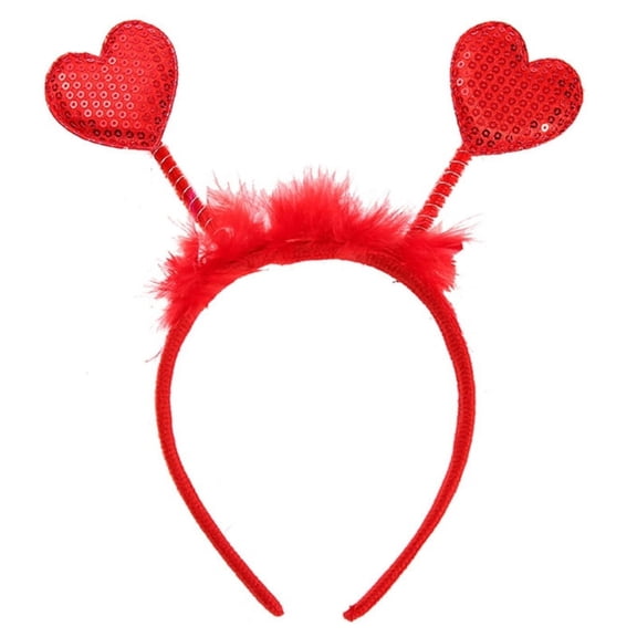 Valentine's Day Heart Headwear Sequin Headband Red Garland for Valentine's Day Stall Rose Selling Eye-catching Headbands