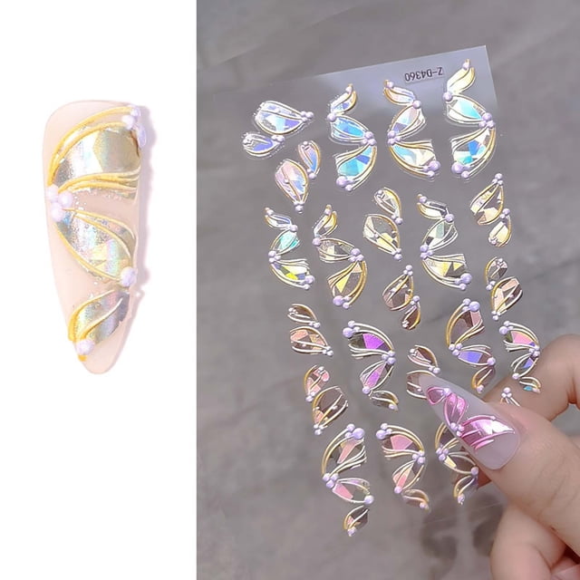 WREESH Nail Sticker Embossed Nail Sticker 5D Embossed Three-dimensional Ribbon Nail