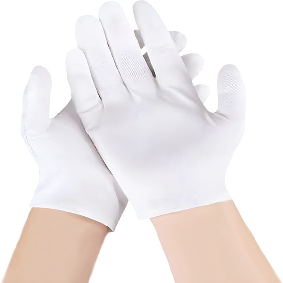 AUQ Moisturizing Gloves, White Cotton Gloves for Dry Hands, Eczema Gloves Overnight, Lotion Gloves for Men and Women, White Cotton Inspection Gloves, Hand Spa Gloves (5Pairs/10Pcs)