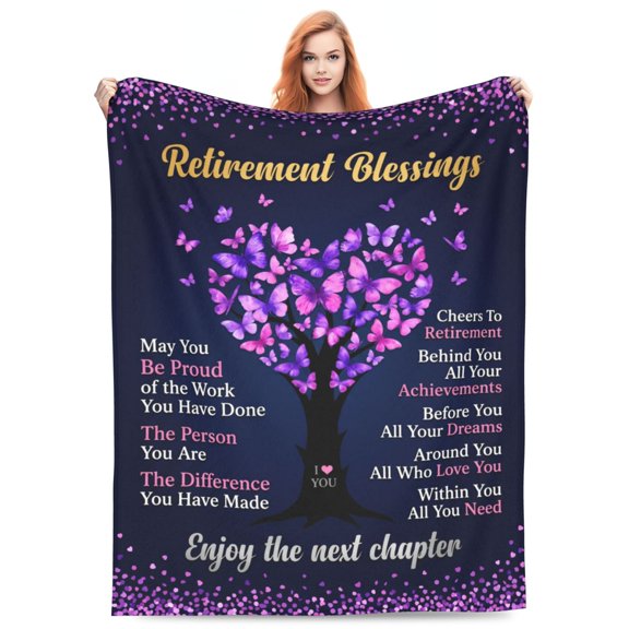 Retirement Throw Blanket for Women, Farewell Going Away Gift for Coworker, Retirement Gift for Grandma Teacher Nurse Boss, Soft Cozy Blanket 50x40