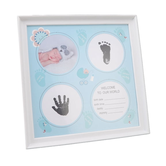 Baby Print Frame Kit, Plastic Density Board Baby Handprint Footprint Kit For Display Blue,Pink