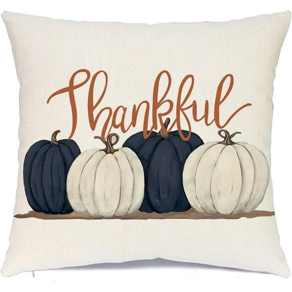 Fall Pillows Covers 18x18 Inch,Thanksgiving Pumpkins Pillow Decorative Throw Pillows,Dark Blue Pillow Case,Outdoor Autumn Cushion Covers,Fall Decorations for Home Couch(21-18)