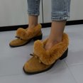 thumbnail image 2 of NECHOLOGY Botas Mujer Adulto Femenino Zapatos Botines mujer Botas de tobillo de tacón grueso con decoración de de gamuza sólida de felpa de invierno a la moda para mujer (Brown, 8), 2 of 7