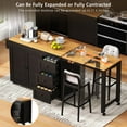 thumbnail image 3 of 74.8" Kitchen Island with Extendable Dining Table, Kitchen Storage Cart with 3 Drawers, Power Outlet, Rolling Kitchen Island on Wheels with Spice Rack and 2 Door Cabinet, for Kitchen, Black, 3 of 8